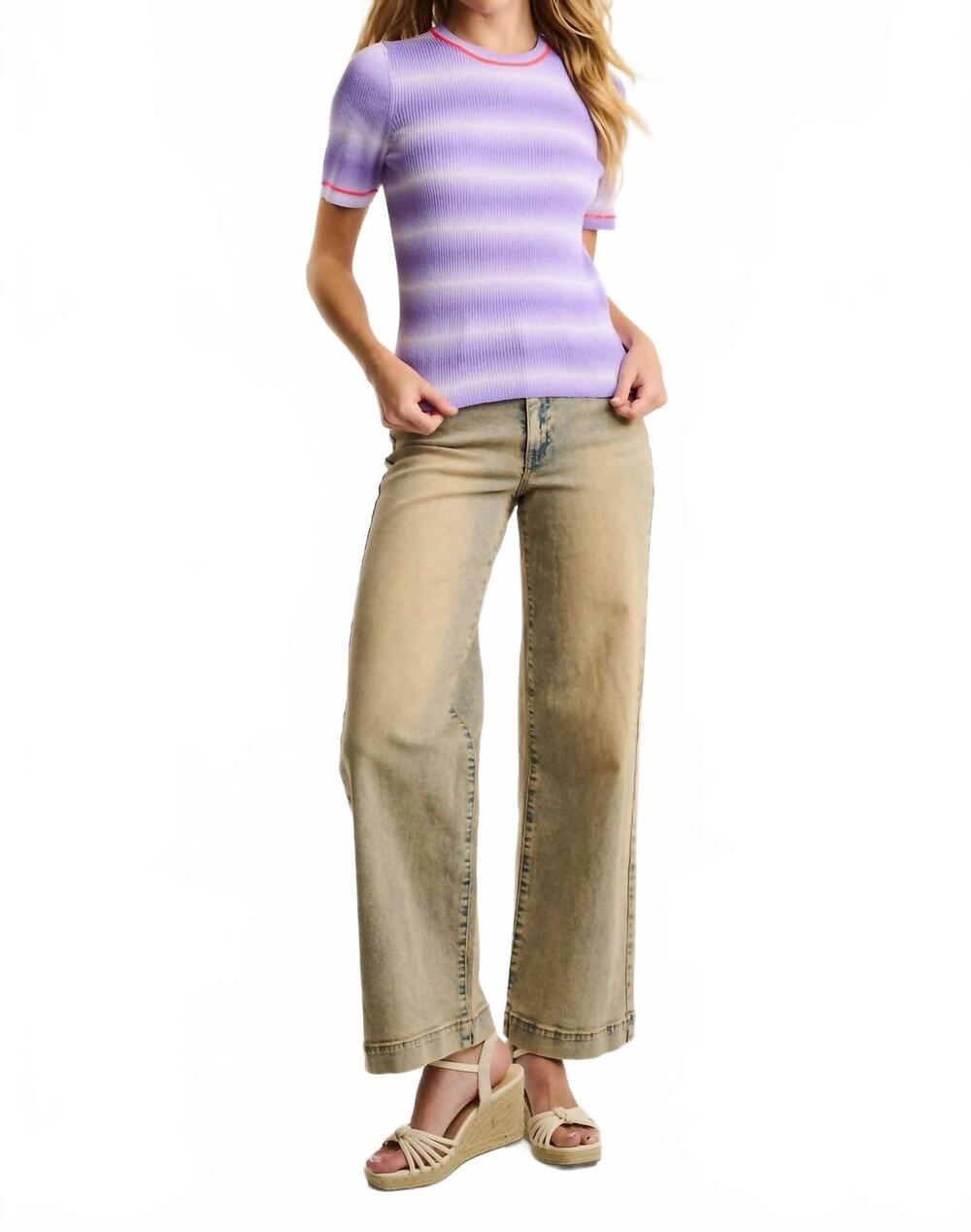NEW LISA TODD fade in crew neck knit pullover in purple pop